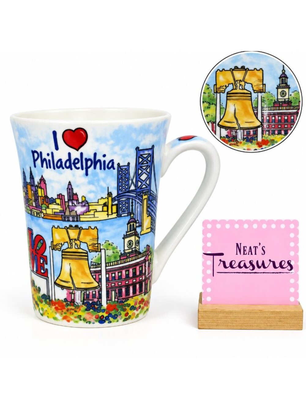 The Postcard Factory I LOVE PHILADELPHIA City of Brotherly Love Graphic Mug Cup